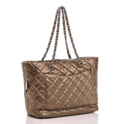 Chanel Metallic Aged Calfskin Quilted Large Cotton Club Tote Bronze 3 of 7