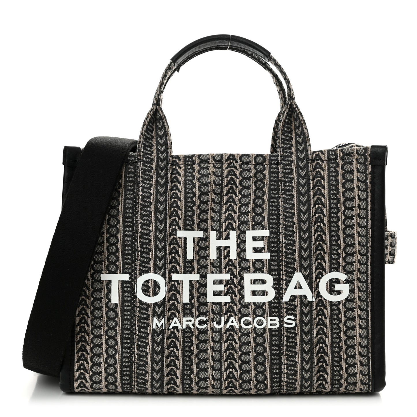 Cotton Jacquard Monogram Medium The Traveler Tote Bag Beige Multicolor