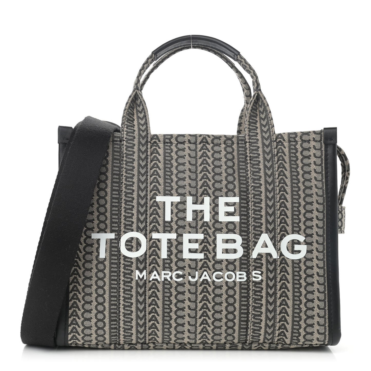 Cotton Jacquard Monogram Medium The Traveler Tote Bag Beige Multicolor