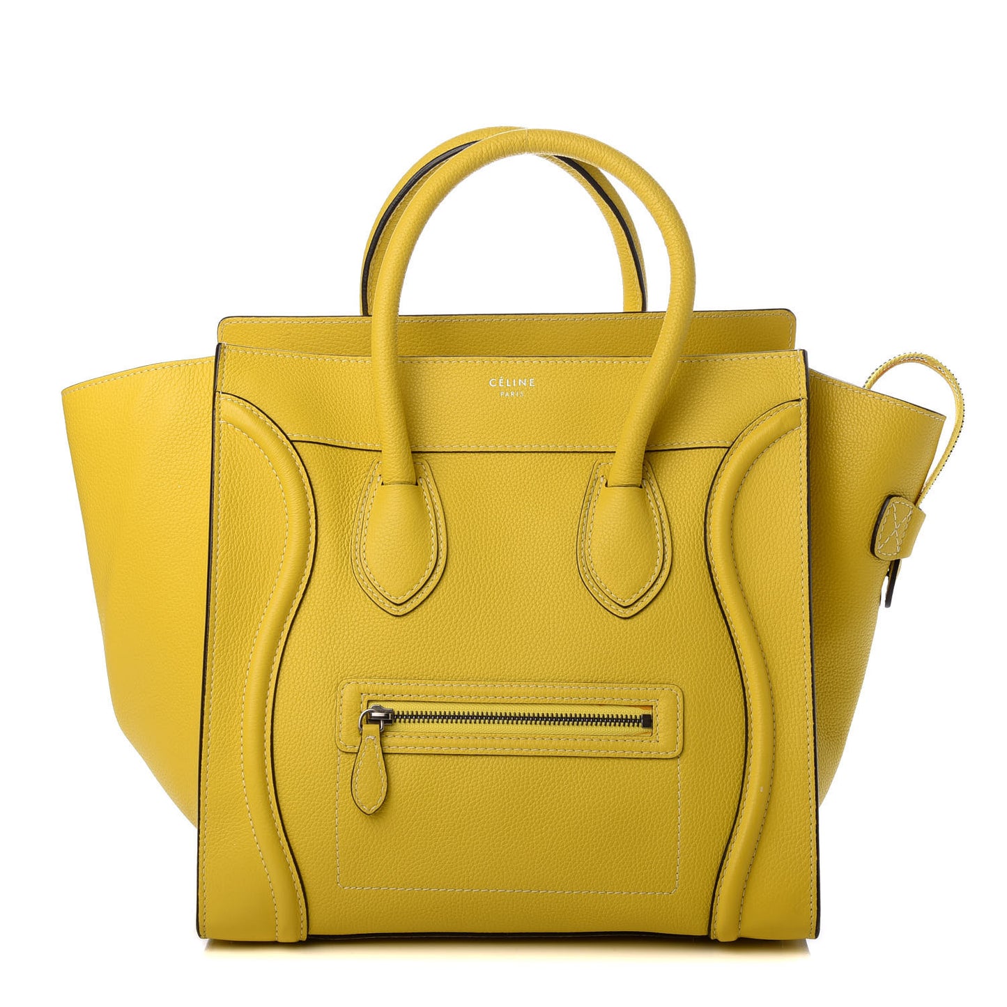 Drummed Calfskin Mini Luggage Citron
