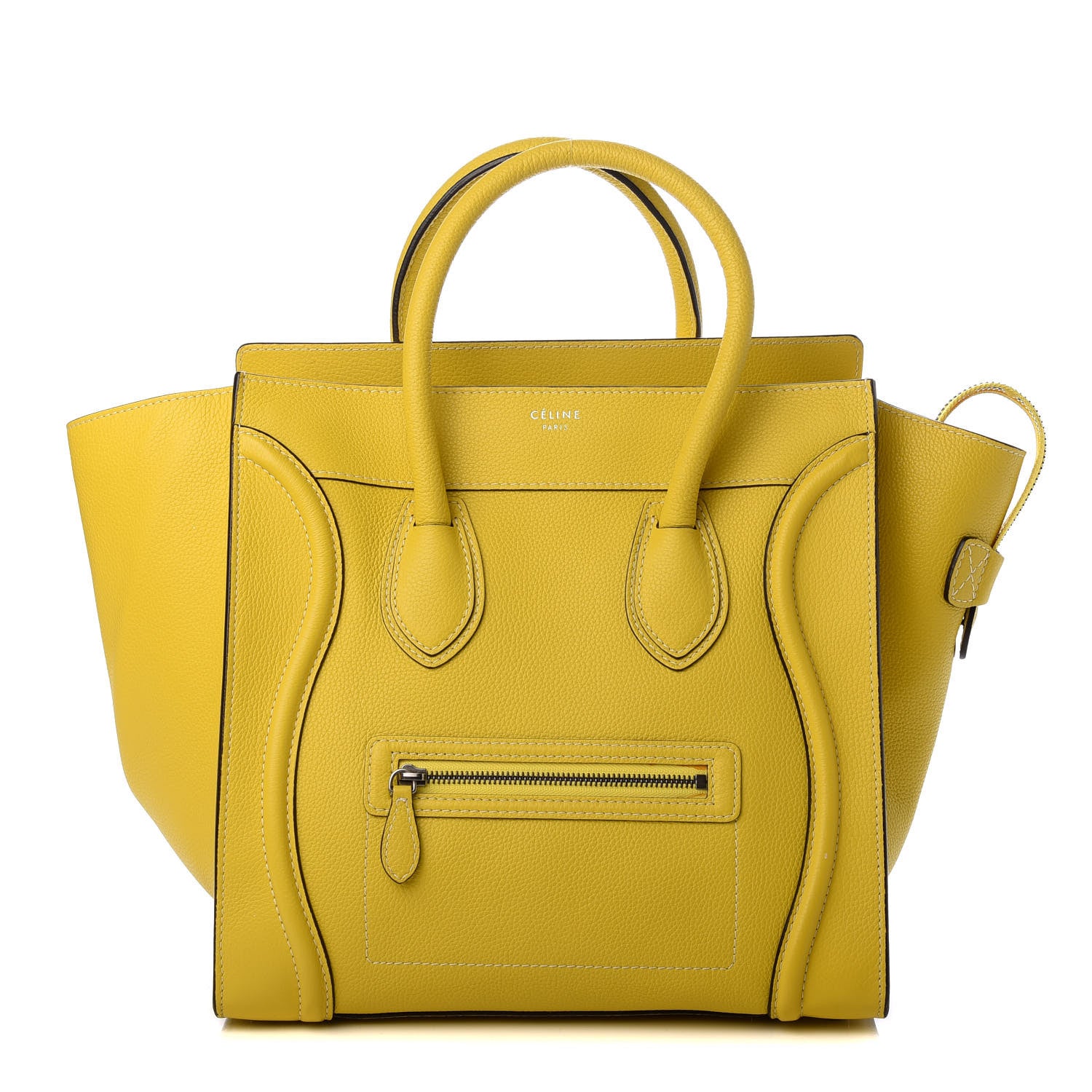 Celine Drummed Calfskin Mini Luggage Citron 1 of 9