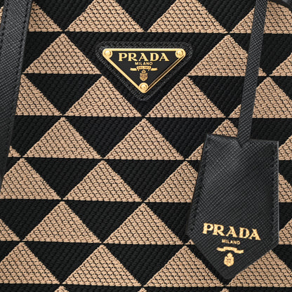 Prada Jacquard Saffiano Triangolo Symbole Embroidered Micro Tote Black Corda 7 of 9