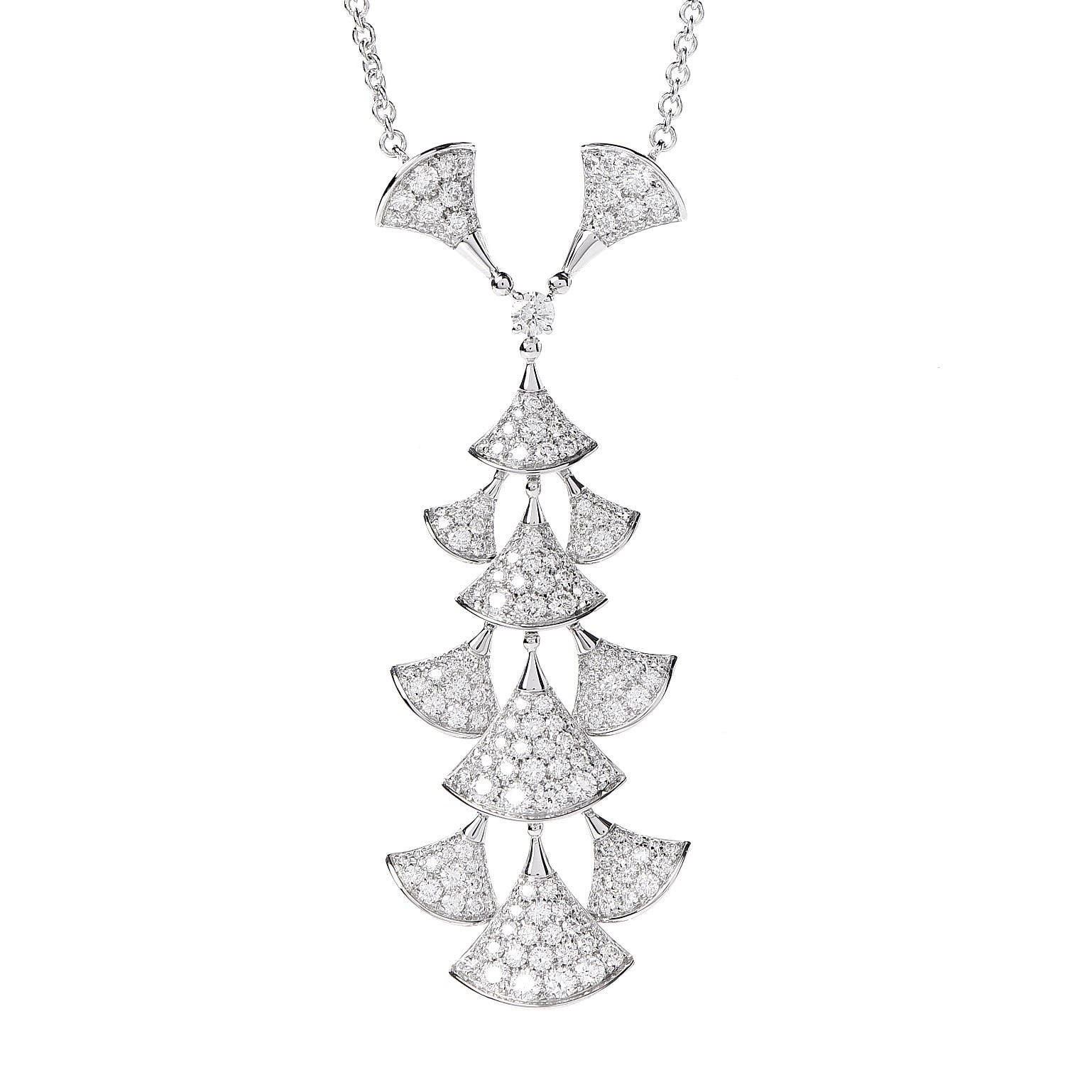 Bulgari 18K White Gold Diamond Diva's Dream Pendant Necklace 3 of 6
