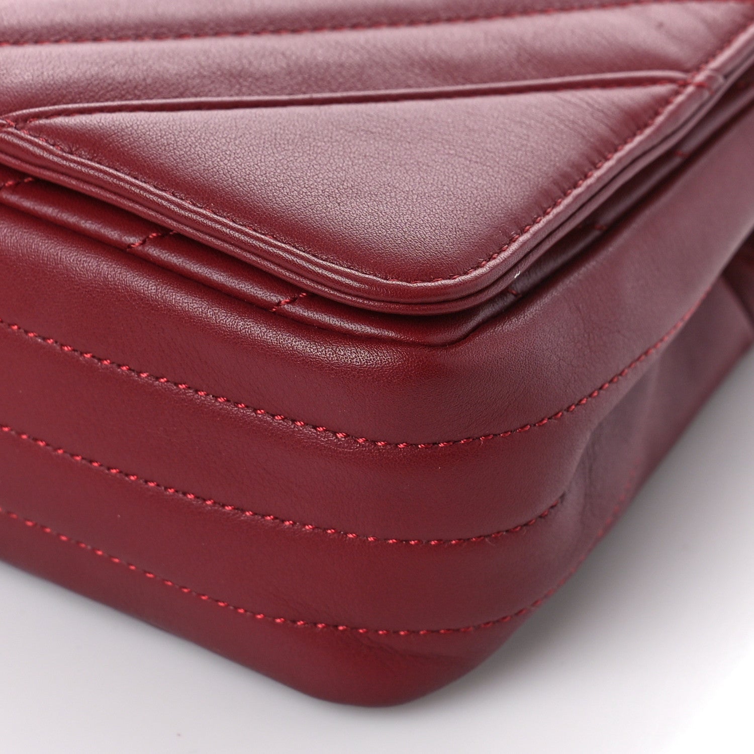 Chanel Calfskin Chevron Quilted Large Statement Flap Red 9 of 9