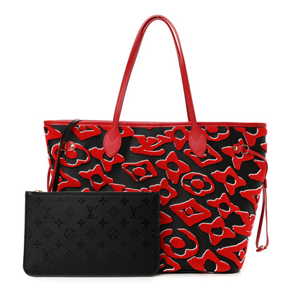 Louis Vuitton X UF Tufted Monogram Neverfull MM Black Red 1 of 9