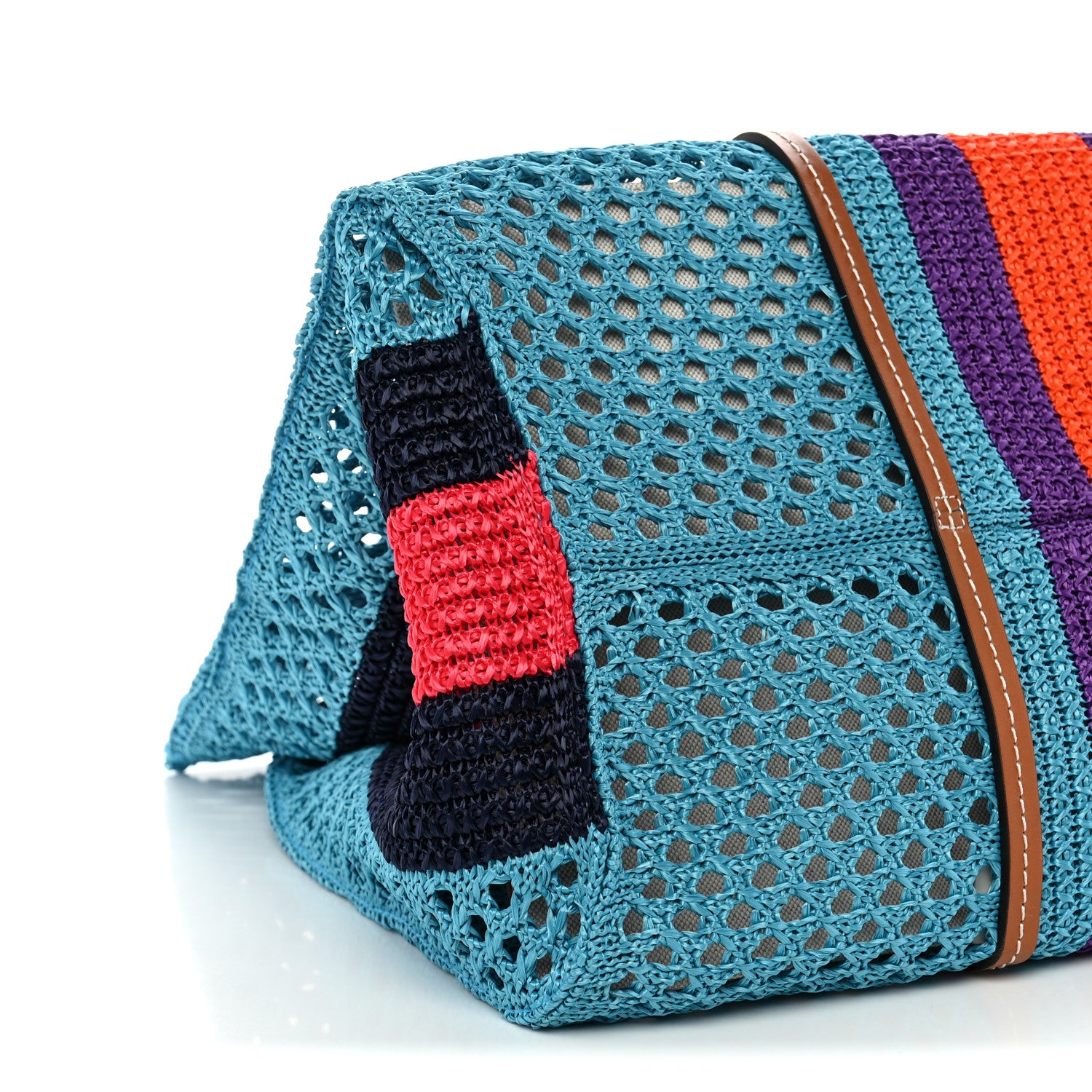 Gucci Raffia Web Woven Interlocking G Tote Blue Multicolor 10 of 11