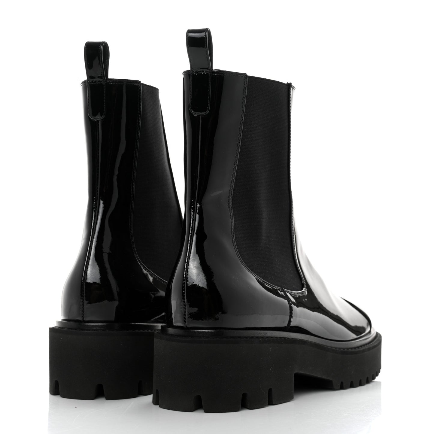 Patent Cap Toe Short Boots 41 Black