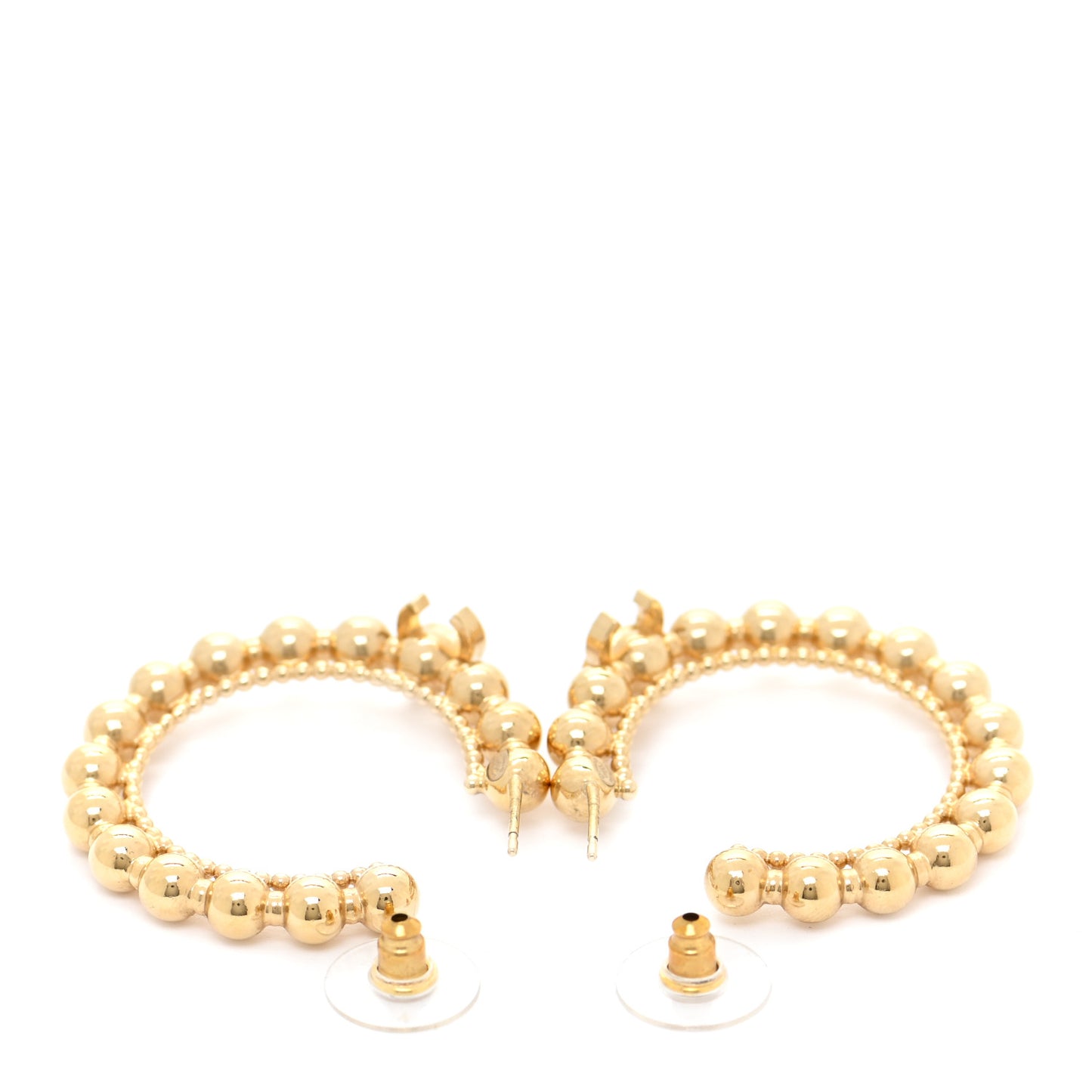 Crystal Bead CC Hoop Earrings Gold