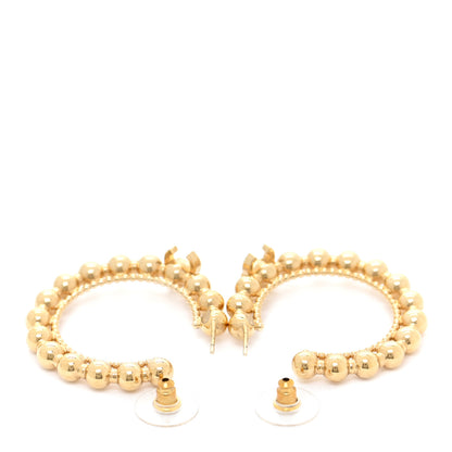 Chanel Crystal Bead CC Hoop Earrings Gold 3 of 5