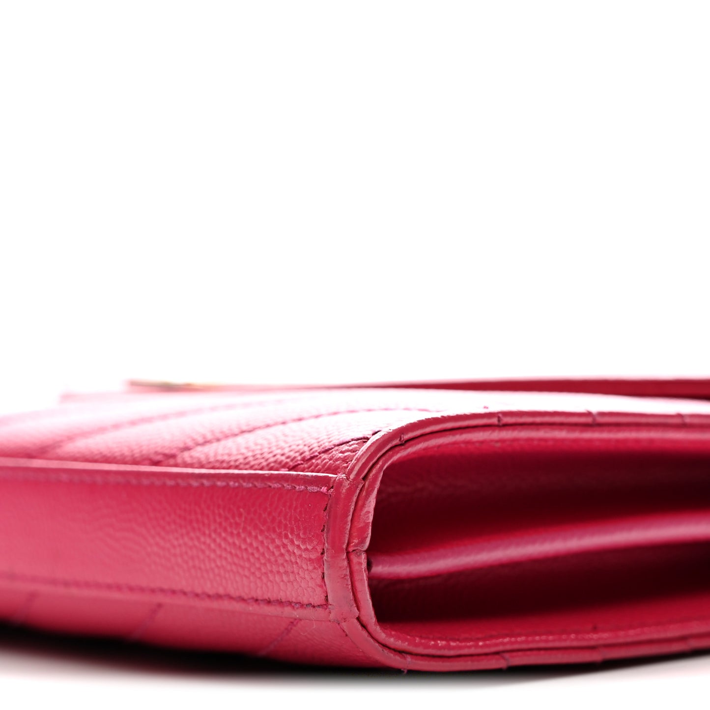 Grain De Poudre Matelasse Chevron Monogram Chain Wallet Lipstick Fuchsia