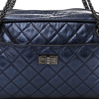 Chanel Metallic Aged Calfskin Quilted Medium Reissue Camera Case Bag Blue 7 of 9