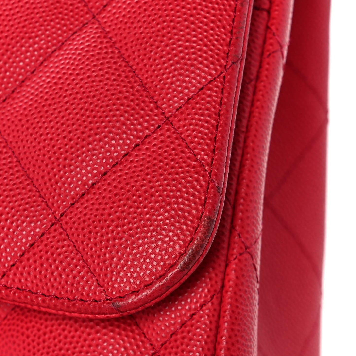 Caviar Quilted Jumbo Double Flap Red