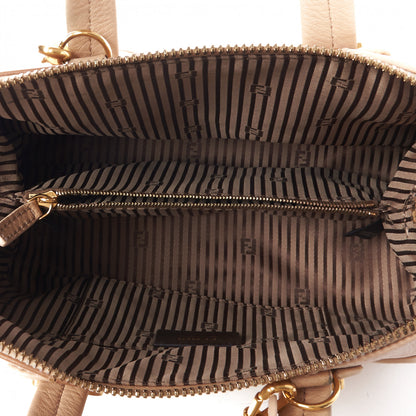 Fendi Capra Vitello Dolce Marmol Colorblock Small Chameleon Tote Cipria Makeup Camel 7 of 9