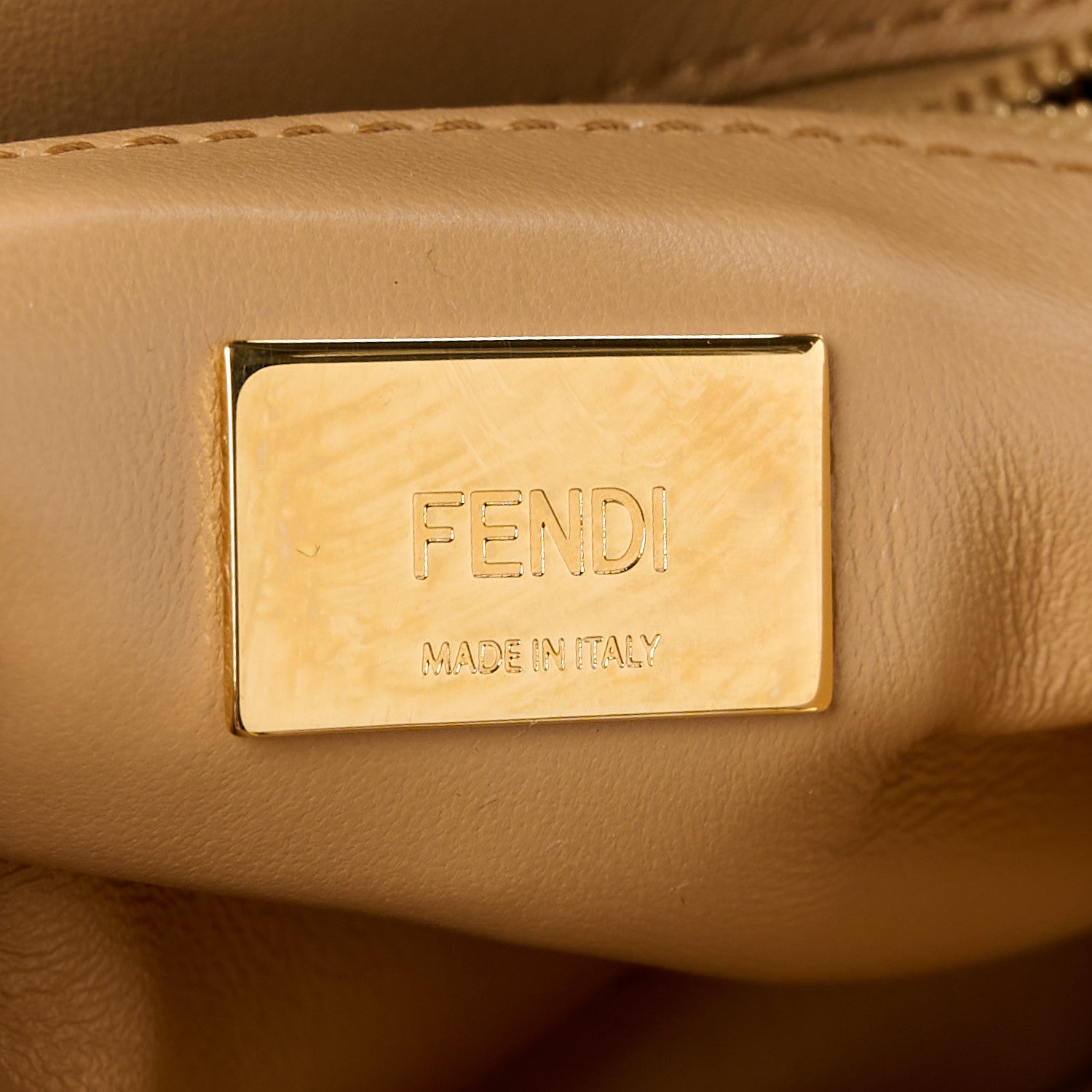 Fendi Shearling Nappa Macro FF 1974 Mini Peekaboo Iconic Satchel White Ice Cuoio Miele Scuro 7 of 12