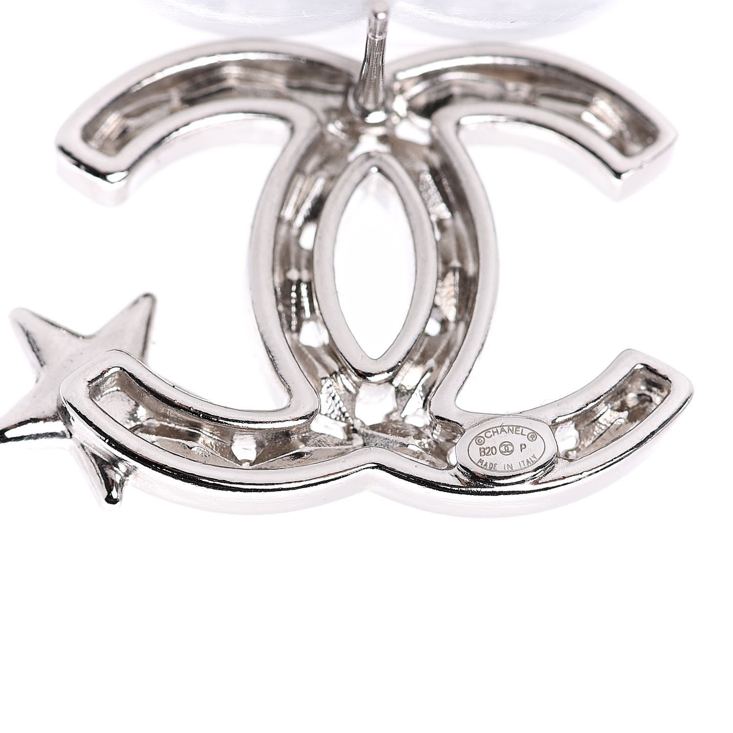 Chanel Crystal CC Starfall Earrings Silver 3 of 5