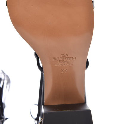 Valentino Garavani Calfskin Mask Embossed Gladiator Sandals 37 Brown Black 7 of 9