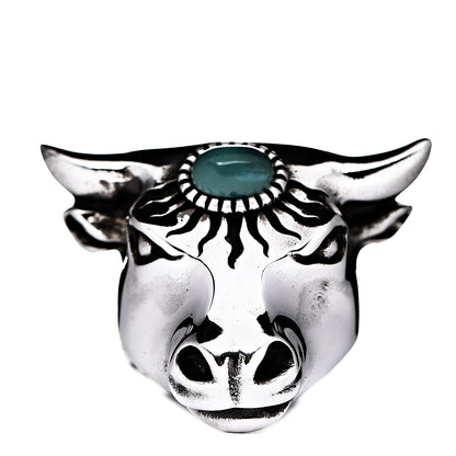 Gucci Sterling Silver Resin Anger Forest Bull's Head Ring 50 5.25 1 of 7