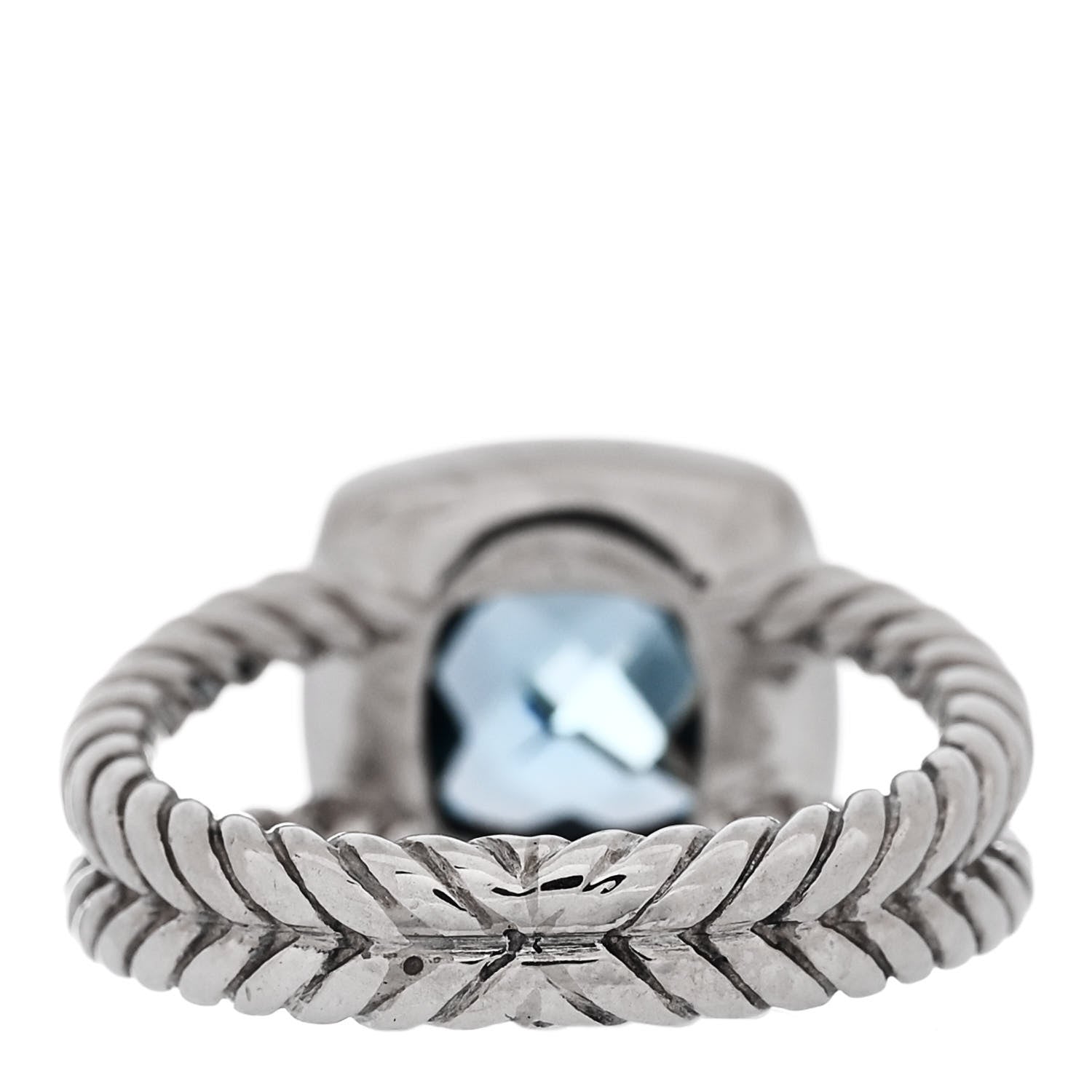 David Yurman Sterling Silver Diamond Blue Topaz 7mm Petite Albion Ring 50 5.25 4 of 5