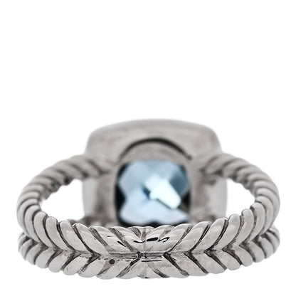 David Yurman Sterling Silver Diamond Blue Topaz 7mm Petite Albion Ring 50 5.25 4 of 5