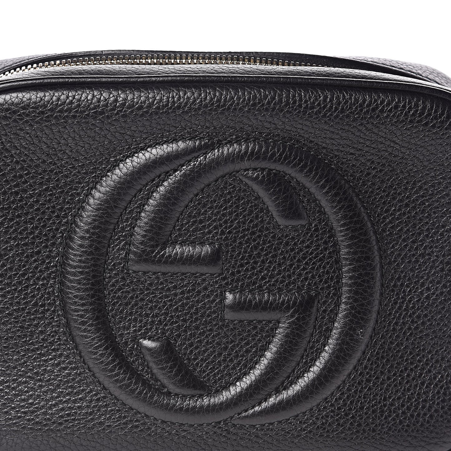 Pebbled Calfskin Small Soho Disco Bag Black