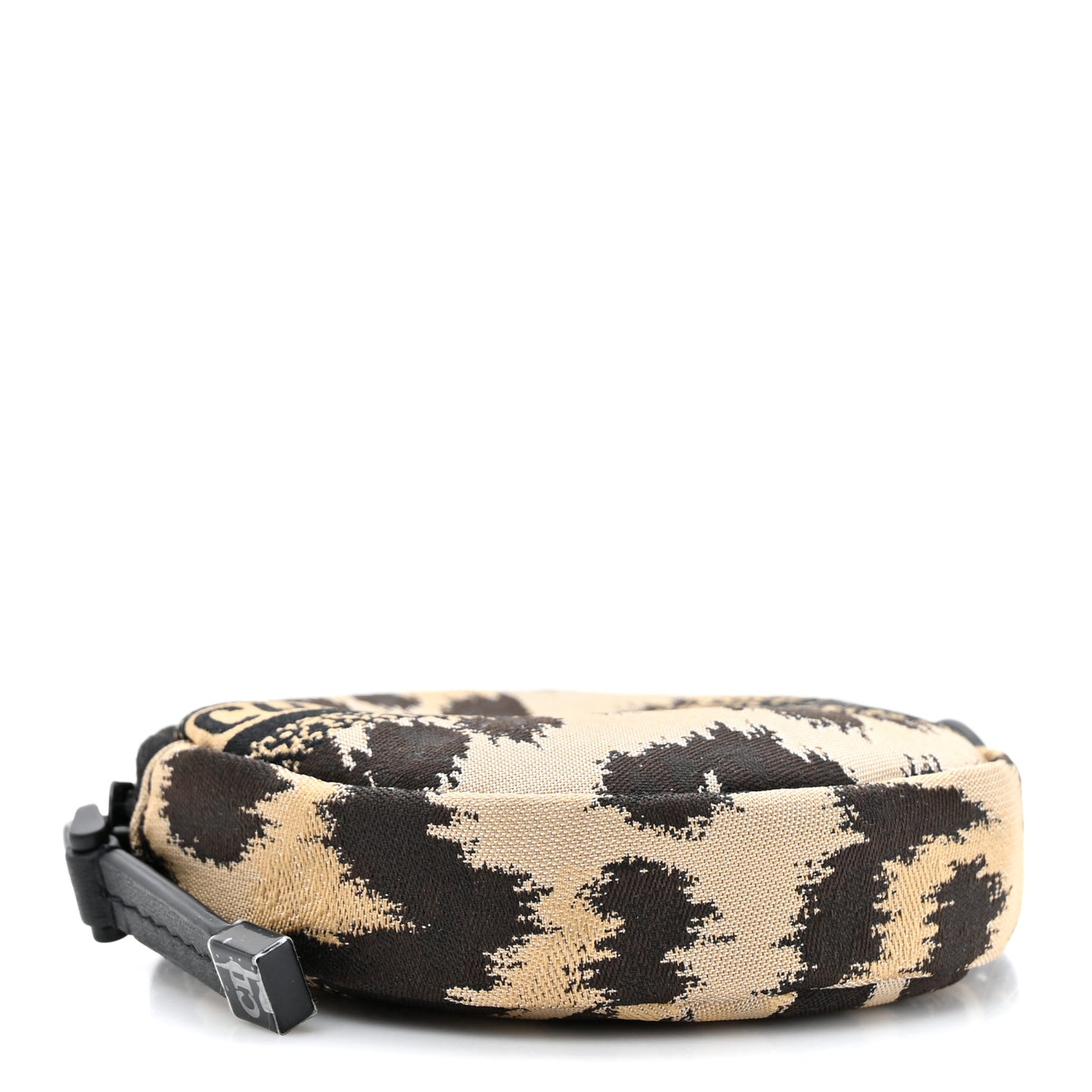 Technical Fabric Embroidered Mizza DiorTravel Round Coin Purse Beige Marron