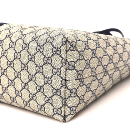 Gucci GG Supreme Monogram Textured Calfskin Web Medium Ophidia Shopping Tote Beige Blue 10 of 10