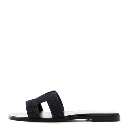 Hermes Denim Canvas Oran Sandals 37 Bleu Brut 1 of 9