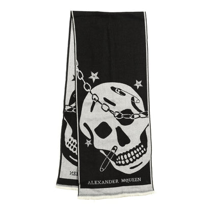 Alexander McQueen Wool Skull Safety Pin Stole Scarf Black 1 of 3