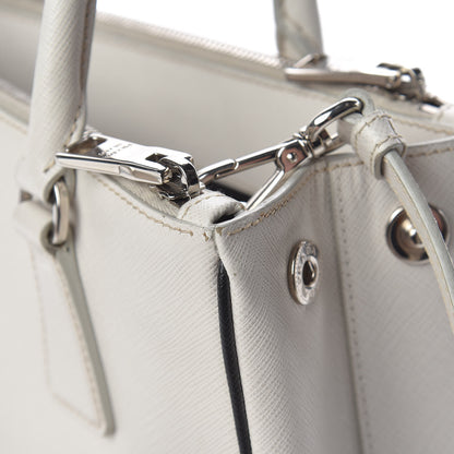 Prada Saffiano Small Galleria Double Zip Tote Talco Black 17 of 19