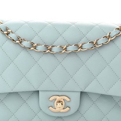 Chanel Caviar Quilted Medium Double Flap Light Blue 8 of 11