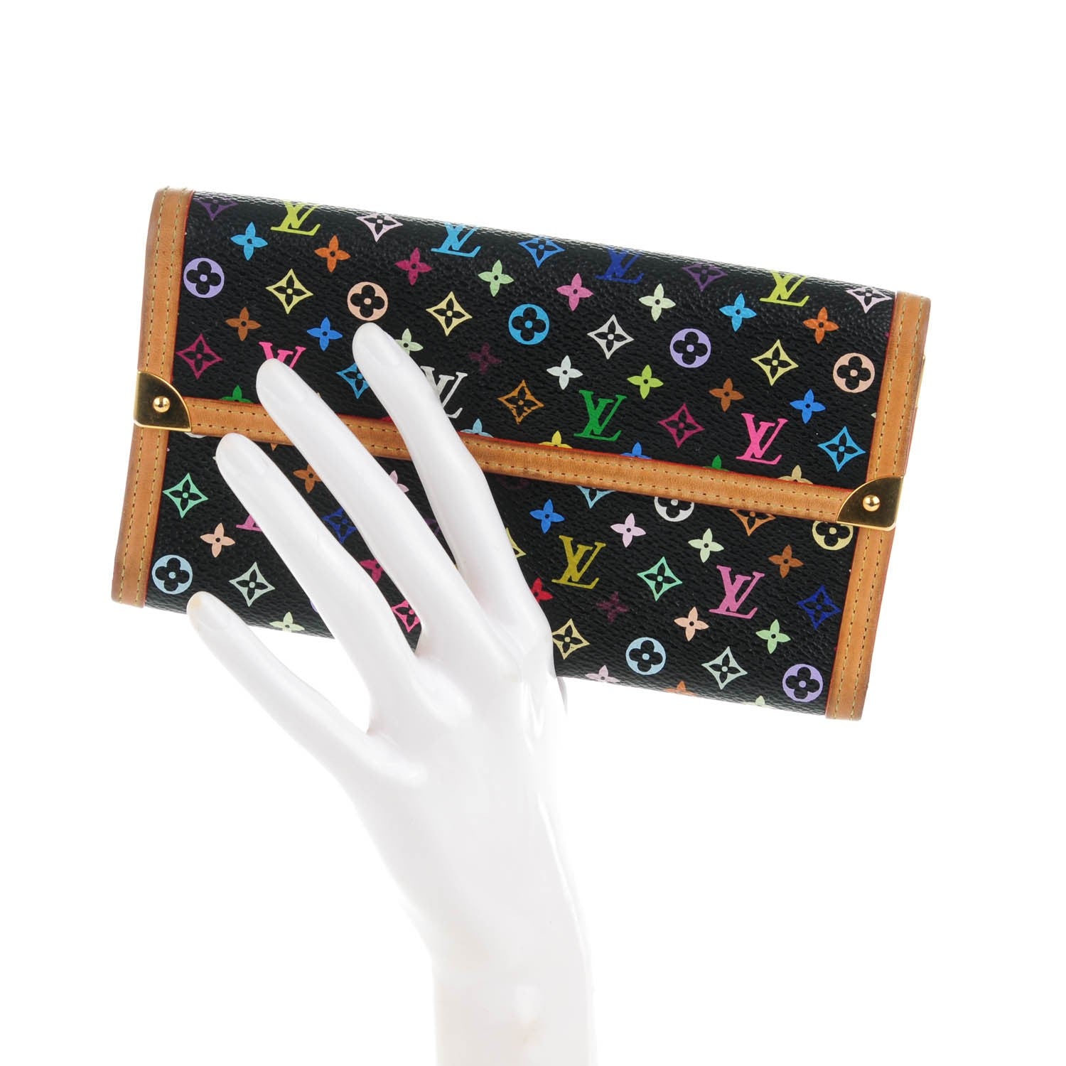 Louis Vuitton Monogram Multicolor Porte Tresor International Wallet Black 2 of 9