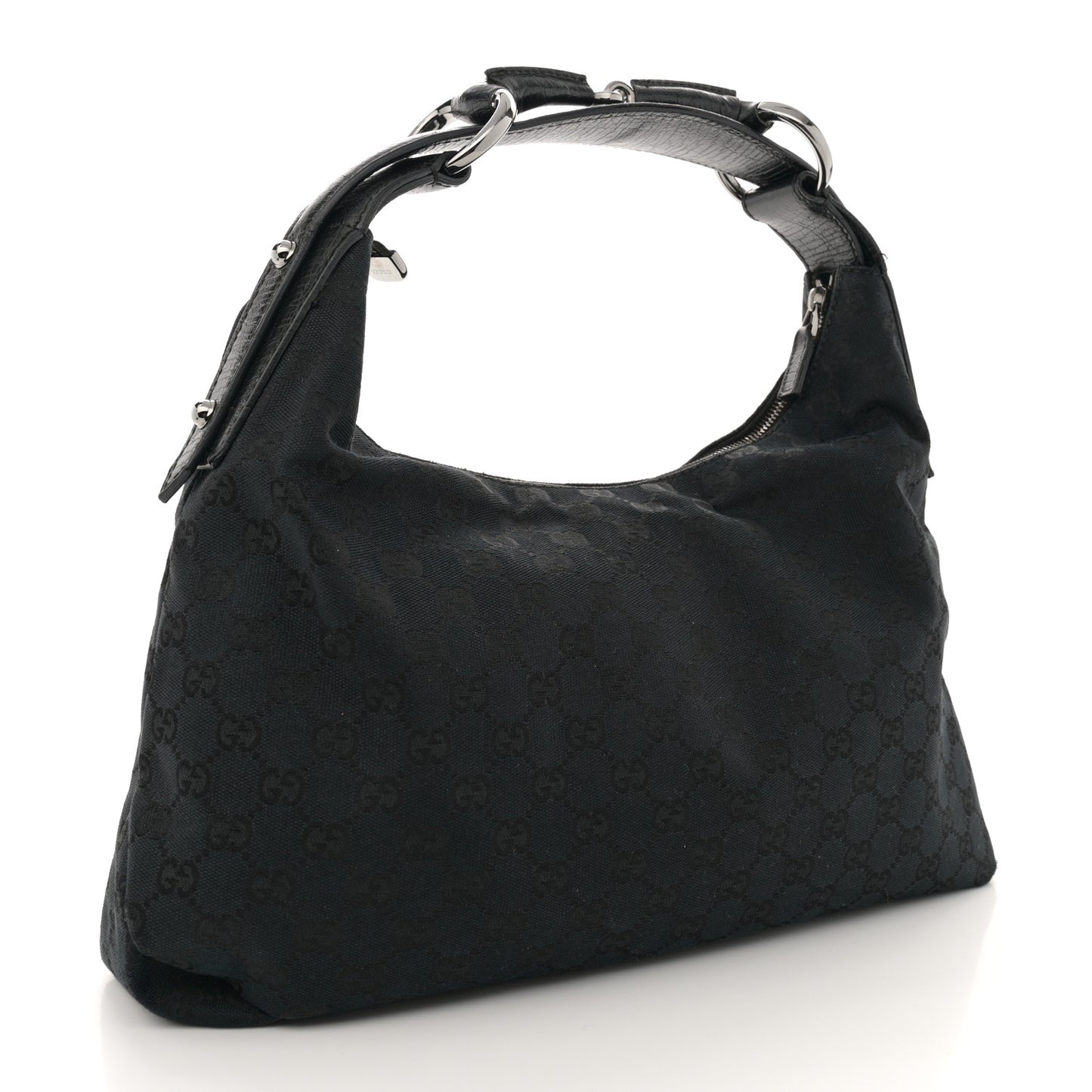 Monogram Medium Horsebit Chain Hobo Black