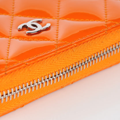 Chanel Patent Calfskin Quilted Zip Coin Purse Orange 11 of 11