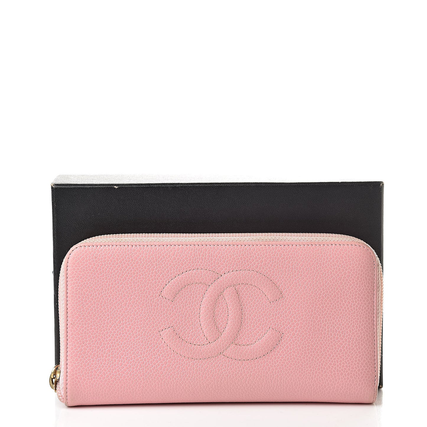 Caviar Zip Around Wallet Pink