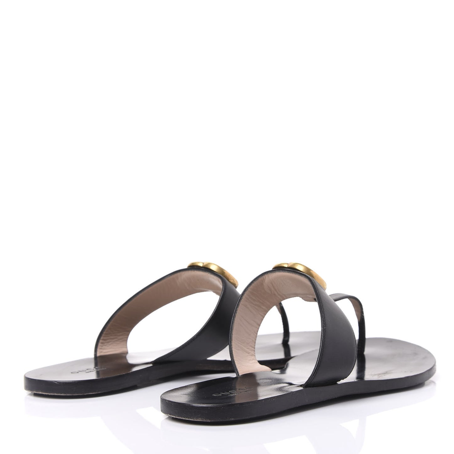 Calfskin GG Marmont Thong Sandals 39.5 Black