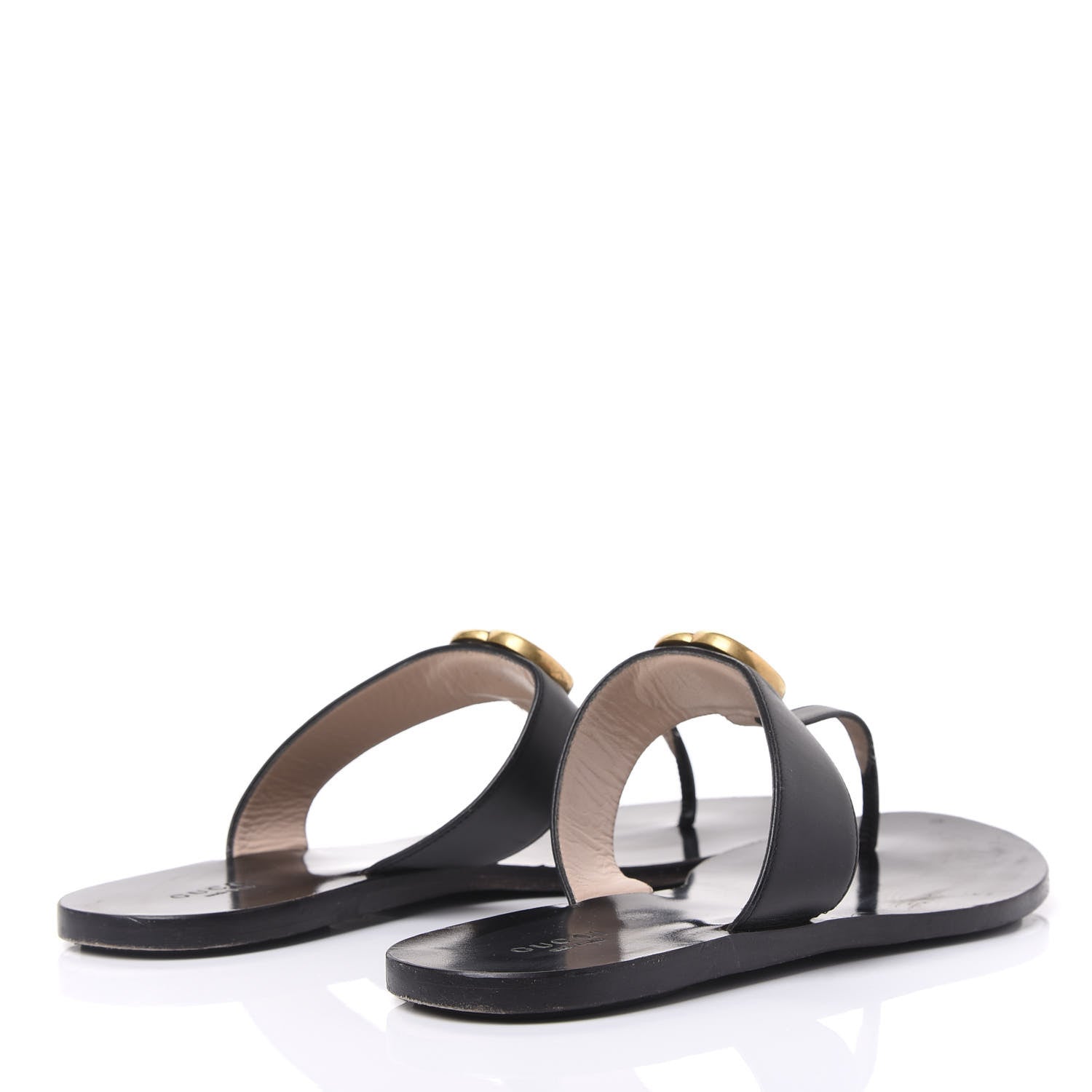 Gucci Calfskin GG Marmont Thong Sandals 39.5 Black 4 of 8