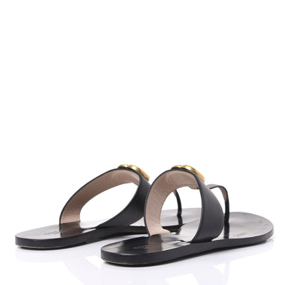 Gucci Calfskin GG Marmont Thong Sandals 39.5 Black 4 of 8