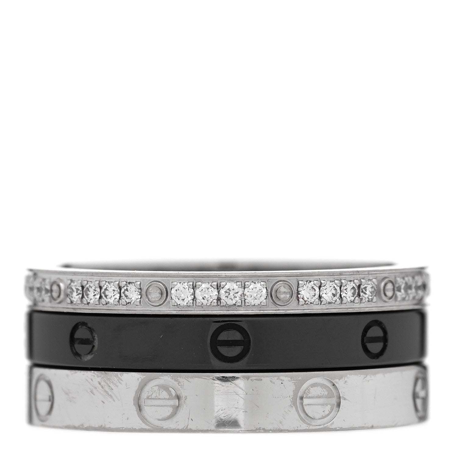Cartier 18K White Gold Diamond Ceramic LOVE Ring Set 52 6 3 of 7