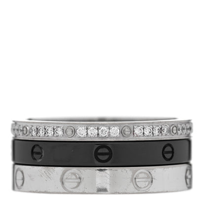 Cartier 18K White Gold Diamond Ceramic LOVE Ring Set 52 6 3 of 7
