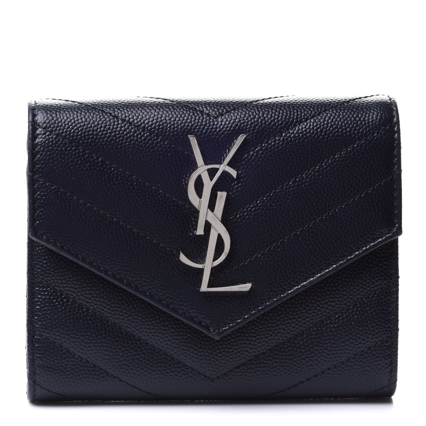 Grain De Poudre Matelasse Chevron Small Monogram Envelope Wallet Deep Marine