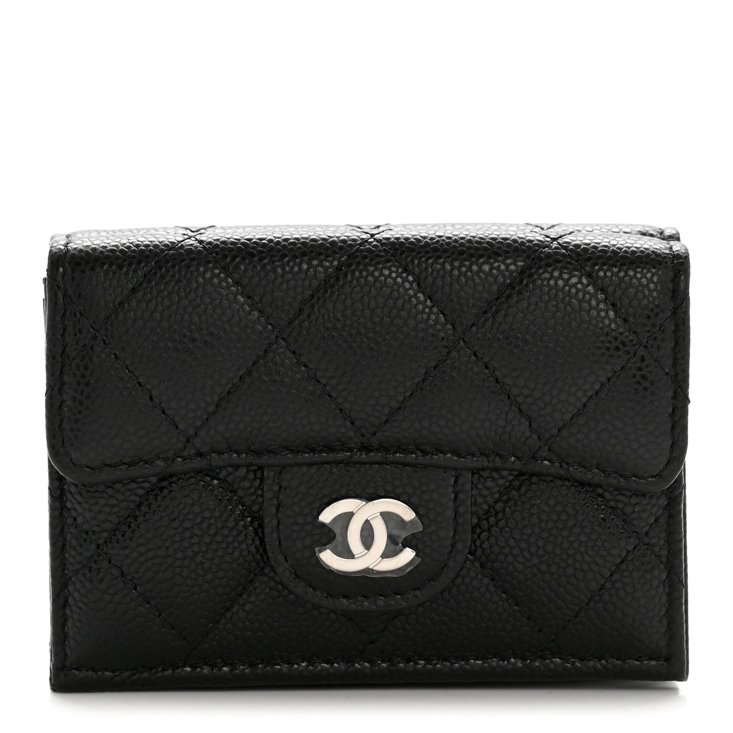 Caviar Quilted Double Flap Wallet Black