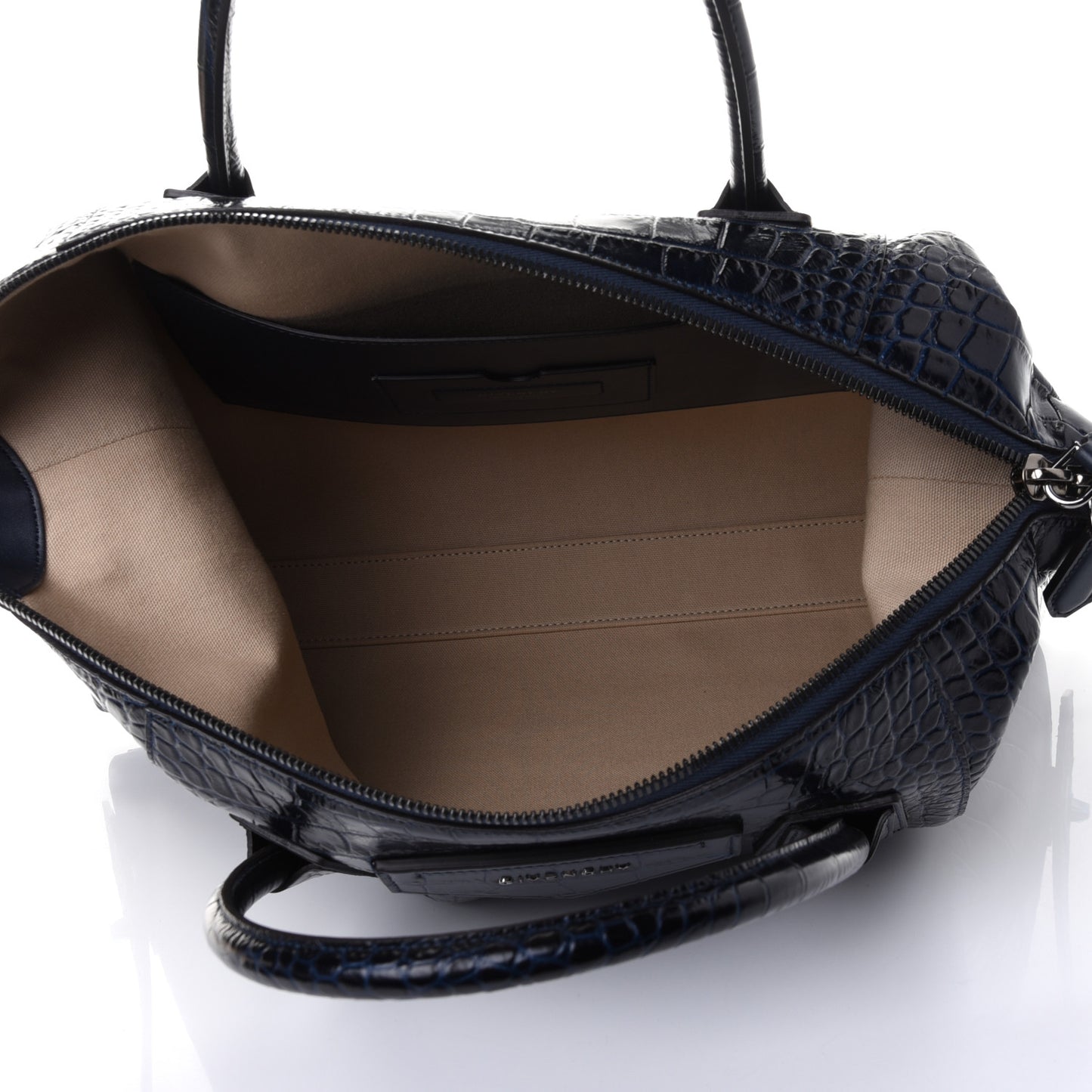 Calfskin Crocodile Embossed Large Antigona Navy