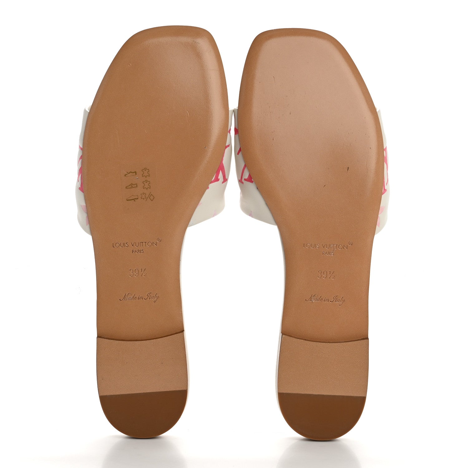 Louis Vuitton Lambskin Embossed Monogram By The Pool Revival Flat Mules 39.5 White Pink 6 of 9