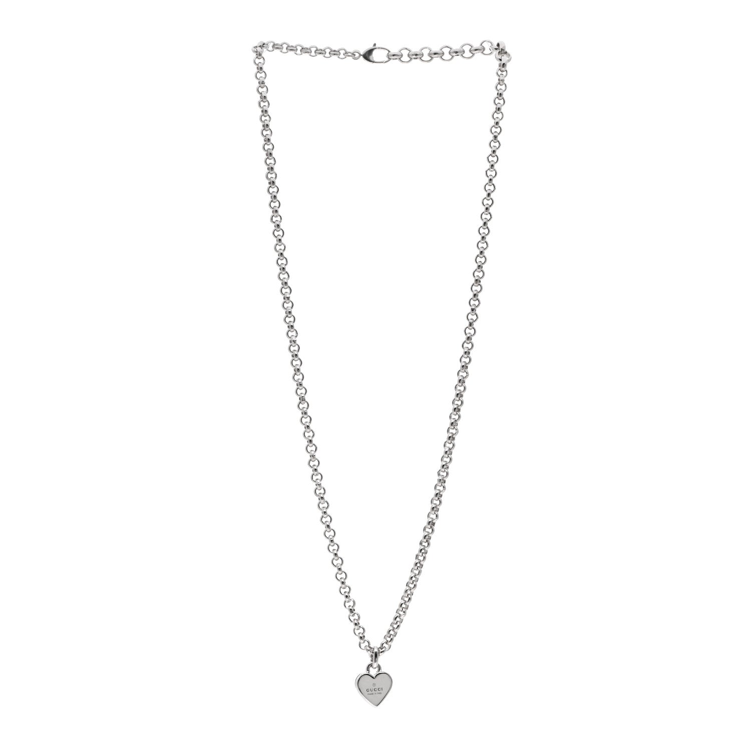 Gucci Sterling Silver Trademark Heart Pendant Necklace 3 of 4