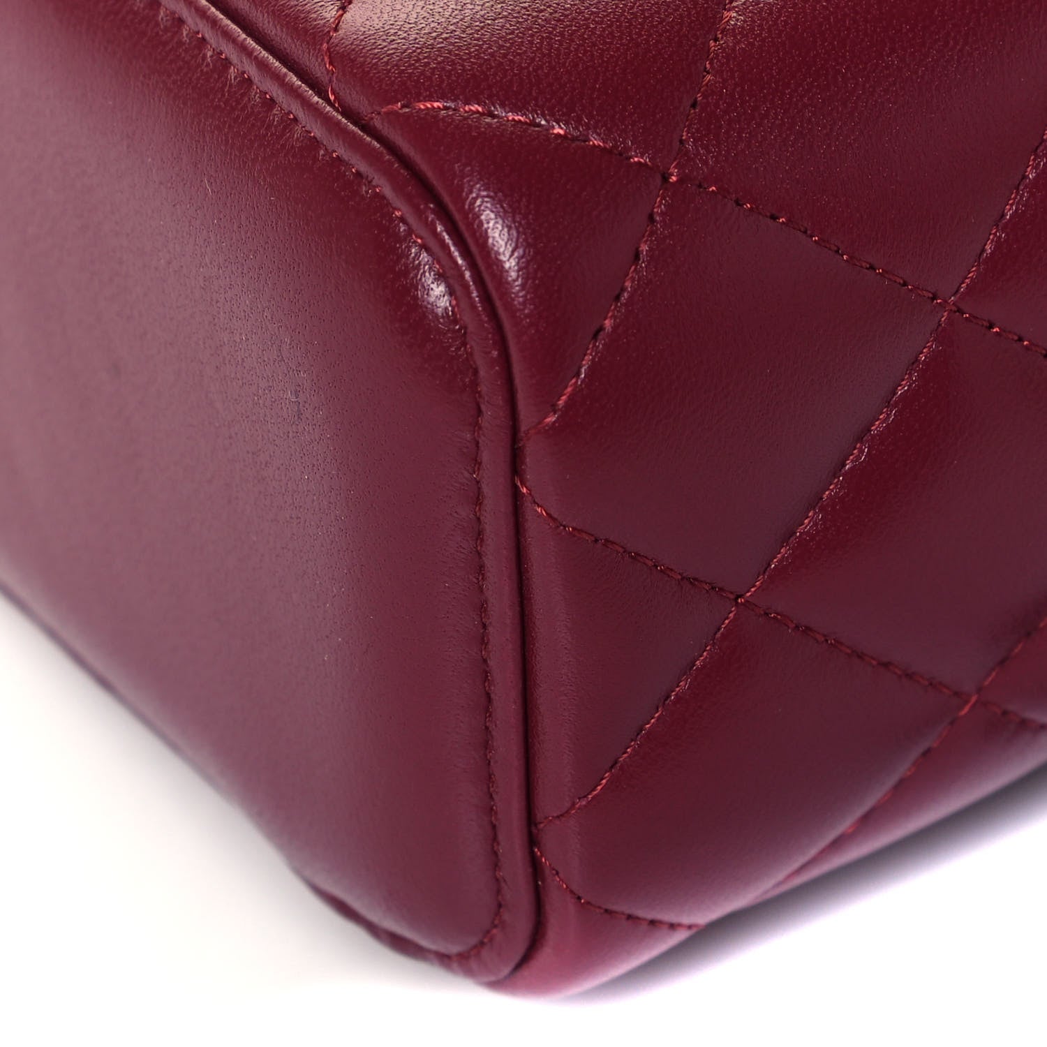 Chanel Lambskin Quilted Top Handle Mini Vanity Case With Chain Burgundy 8 of 9