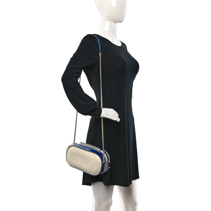 Chanel Aged Calfskin Stitched Bag Blue Light Beige 2 of 12