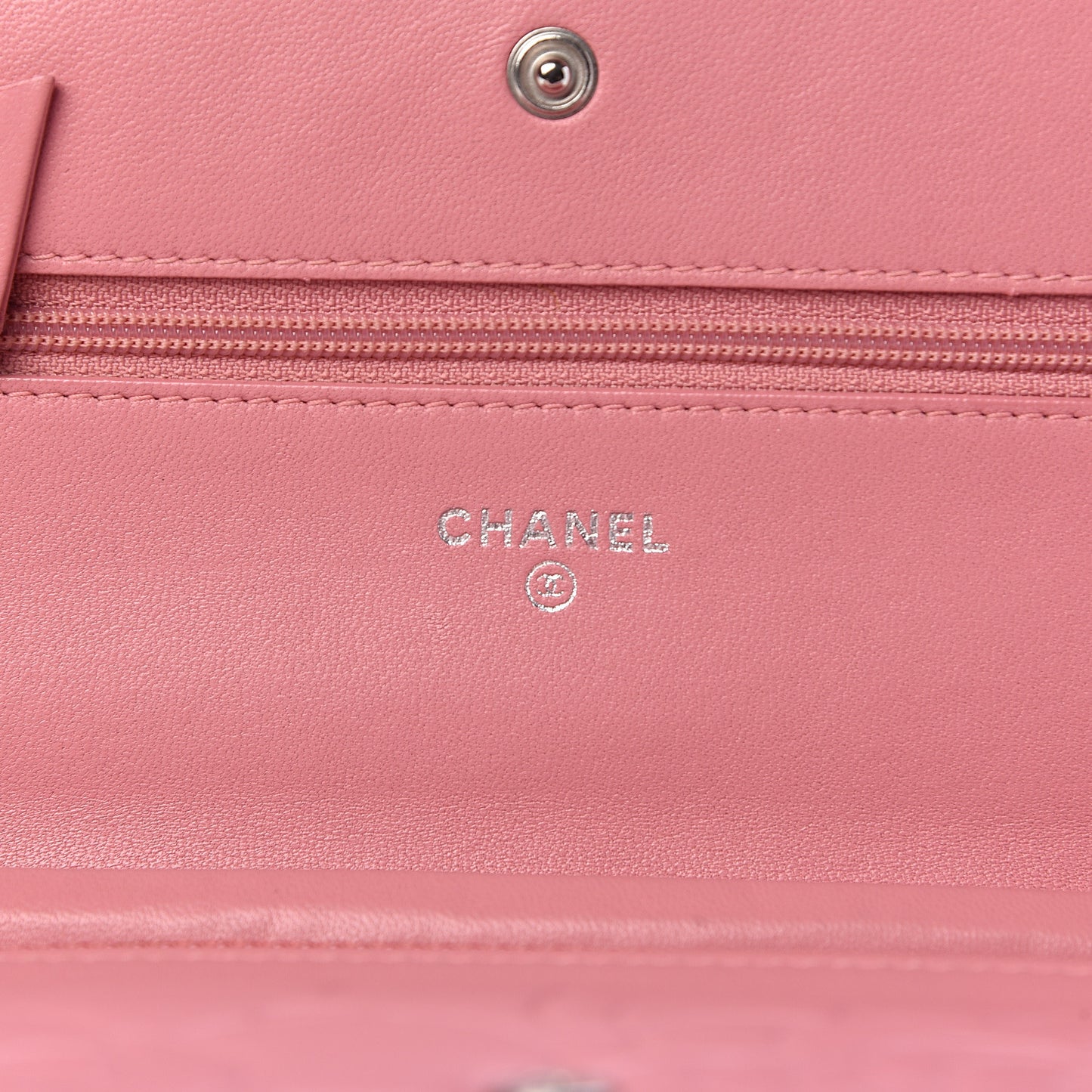 Lambskin Camellia Embossed Wallet On Chain WOC Pink