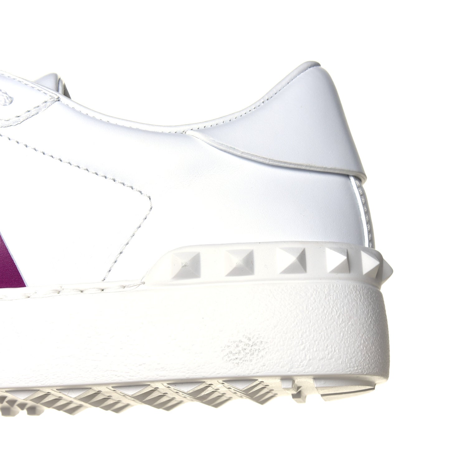 Calfskin Rainbow Printed Rockstud Open Sneakers 40 White Multicolor