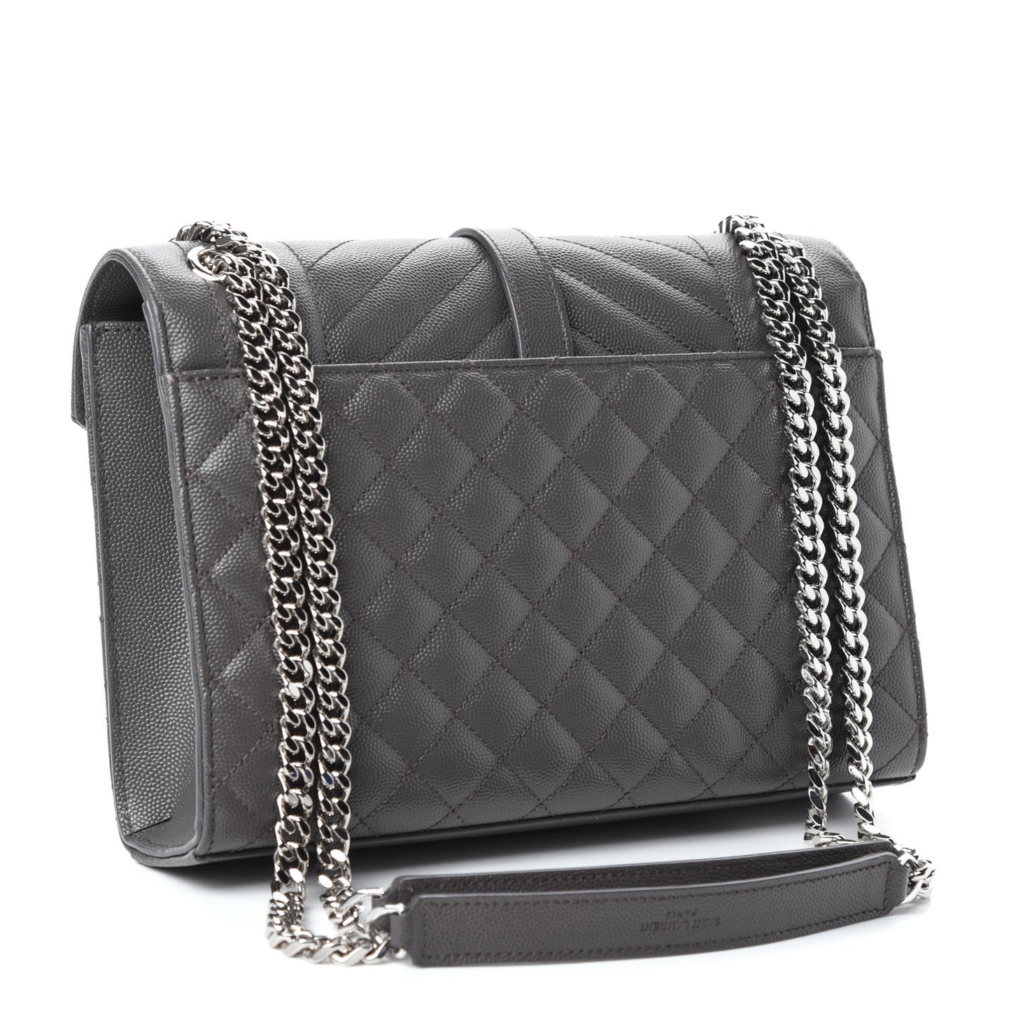 Grain De Poudre Textured Mixed Matelasse Medium Triquilt Monogram Satchel Earth