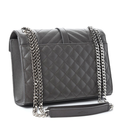 Saint Laurent Grain De Poudre Textured Mixed Matelasse Medium Triquilt Monogram Satchel Earth 3 of 12